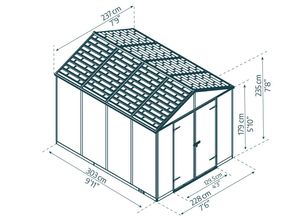 Gerätehaus Rubicon 237X303X235 cm Dunkelgrau