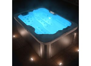 TroniTechnik Outdoor Whirlpool Spa LEVANZO weiß 195cm x 135cm mit Heizung, Hydromassage, Bluetooth und Farblichtherapie