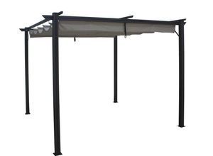 Pergola, Pavillon Terrassenüberdachung mit Schiebedach ca. 290x290x215cm