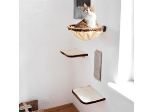 Katzen-Kletterwand, 4teilig beige/braun