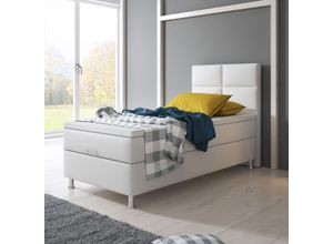 Boxspringbett Miami mit Bettkasten 90x200 cm Kunstleder Weiß