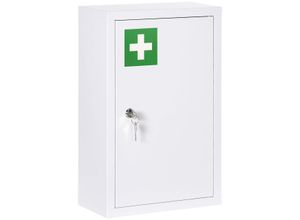 kleankin Medizinschrank, Apothekerschrank mit 3 Fächern, 2 Schlüsseln, Stahl