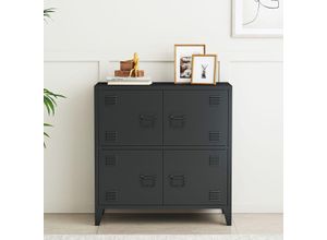 Büroschrank Hamina - mit 4 Türen - 80x40x82cm - Schwarz