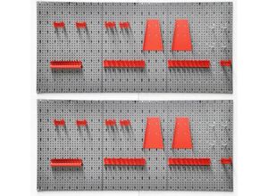 Werkzeugwandset 1: 2 x KREHER Werkzeugwand mit 14 tlg. Hakenset