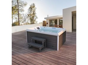 Home Deluxe Outdoor Whirlpool STREAM inkl. Treppe und Thermoabdeckung