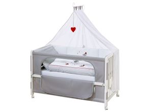 Roba Roombed, Babybett 60x120 cm 'Adam & Eule', Beistellbett zum Elternbett, komplette Ausstattung