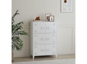 Büroschrank Hamina - mit 6 Türen - 80x40x113cm - Weiß