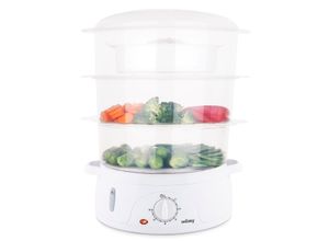 WEASY Wëasy Elektrischer Dampfgarer VEGE8 Multifunktions 9 l kompakt, 3 stapelbare Schalen zum Kochen von Eiern, Gemüse, Fleisch, Fisch, Rizkocher, Timer 60 Minuten, Vitaminaufbewahrung