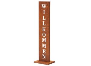 Weles Amare Standschild Willkommen 20 x 15 x 72 cm, rostfarben