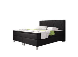 Boxspringbett Boston 180x200 Webstoff Schwarz