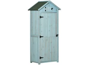 Outsunny Gartenschrank Gartenhaus Holz Hellblau+Grün 77 x 54,2 x 179 cm