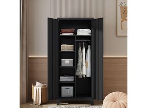 Kleiderschrank Hankasalmi - 180x90x40cm - Schwarz