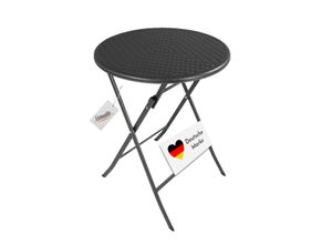 Klapptisch rund, Rattan-Optik, 60 cm, Balkontisch, klappbar, schwarz