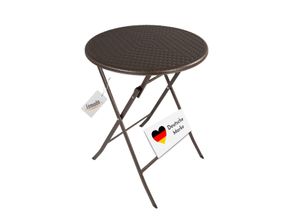 Klapptisch rund, Rattan-Optik, 60 cm, Balkontisch, klappbar, braun