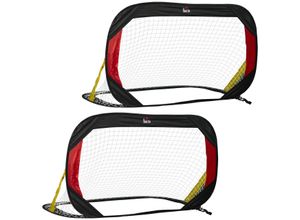 HOMCOM Fußballtore 2er Set Fußballnetz Minitore Faltbar für den Garten oder Park für Kinder und Erwachsene Stahl Polyester Schwarz 120 x 80 x 80 cm