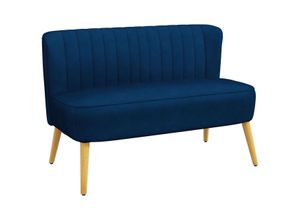 HOMCOM 2-Sitzer Sofa Zweisitzer, Loveseat mit Leinenoptik, Holzbeine, Blau