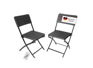 Klappstuhl 2er Set Stühle, schwarz Holz-Optik, Campingstuhl