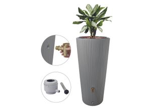 4rain VASO 2in1 DECOR Regenspeicher 220 Liter inkl. Anschlussset und Auslaufhahn zinkgrau