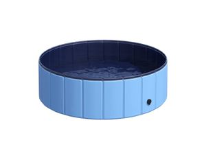 PawHut Hundepool Planschbecken Schwimmbecken Schwimmbad Blau Ø100 x H30 cm