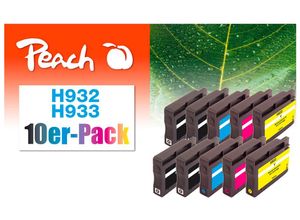 Peach 10er-Pack Tintenpatronen ersetzt HP No. 932, No. 933