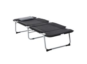 Outsunny Campingbett Feldbett Klappbett mit Kissen inkl. Tasche Schwarz+Silber 183 x 66 x 33 cm