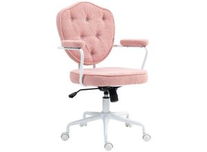 HOMCOM Bürostuhl, Ergonomisch Schreibtischstuhl mit Wippfunktion, Drehbar, Rosa