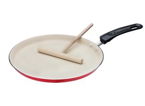 GSW Crepe-Pfanne mit Teigverteiler 26cm rot/creme