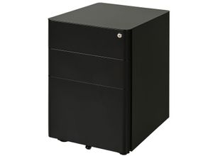 Vinsetto Rollcontainer, mobiler Aktenschrank mit 3 Schubladen, Büroschrank, Aufbewahrung, Stahl, Schwarz, 39 x 48 x 59 cm