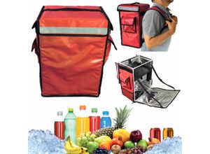 CoolQuest isolierte Kühlrucksack 42 Liter in Rot, Thermobox wasserdicht Picknick Rucksack Liefertasche