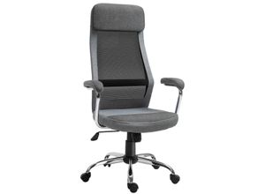 Vinsetto Bürostuhl Computerstuhl ergonomischer Schreibtischstuhl Höhenverstellung und Kopfstütze mit Schaumstoff nordischer Stil hellgrau+schwarz 65 x 60 x 119-129 cm