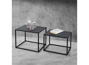 Beistelltisch Archsum 2er Set rechteckig Industriedesign Schwarz