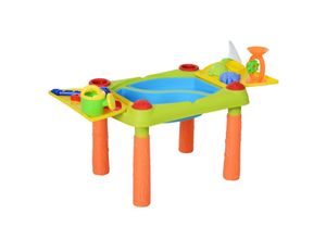 HOMCOM Kinder Sandspielzeug, Sandkastentisch mit 16-tlg. Zubehör, Spieltisch, Strandspielzeug, ab 3 Jahren, PP, 99,5 x 49 x 48 cm