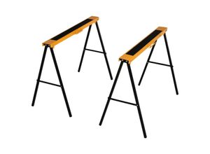 HOMCOM Arbeits Bock, Sägepferd, Unterstellbock, Klappbar, Rutschfest, Stahl, Orange, Schwarz, 99,5 x 50 x 78 cm, Belastbarkeit 125 kg