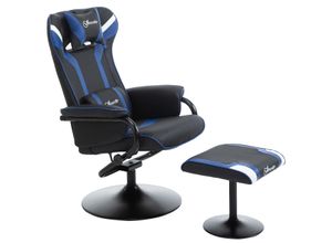 Vinsetto Relaxsessel mit Hocker, Fernsehsessel, Spiel-Stil, Gamingstuhl, Blau