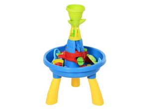 HOMCOM Kinder Spieltisch, Sandkastentisch mit 21-tlg. Zubehör, Wasserpark, Lernspielzeug, Baby Spielzeug ab 3 Jahren, PP, Bunt, 46 x 46 x 72 cm