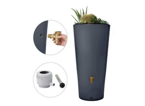 4rain VASO 2in1 Regenspeicher 220 L graphite grey inkl. Anschlussset und Auslaufhahn