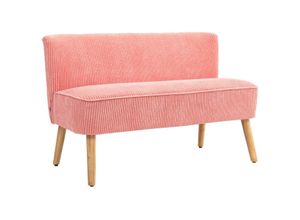 HOMCOM 2-Sitzer Sofa Polstersofa Zweisitzer Sofa Cordartiges Polyester Rosa