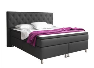 Boxspringbett Turin 180x200 cm Kunstleder Anthrazit