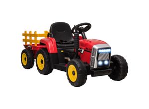 HOMCOM Elektrischer Traktor Kinder Aufsitztraktor mit MP3 Funktion, 3-6KM/H Rot