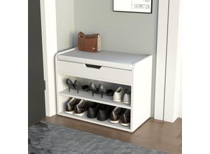 Schuhschrank mit Sitzkissen & aufklappbare Sitzfläche, ca. 60 x 29,5 x 45 cm - Weiß