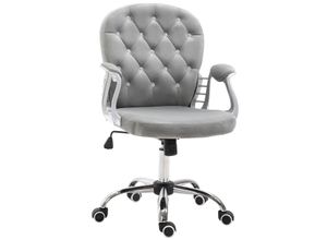 HOMCOM Ergonomischer Bürostuhl, Chefsessel, Gepolsterte Rückenlehne, Grau, 59,5 x 60,5 95-105 cm