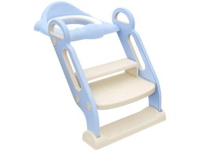 Kinder Toilettensitz, klappbarer Toilettentrainer mit Treppe, Griff Blau