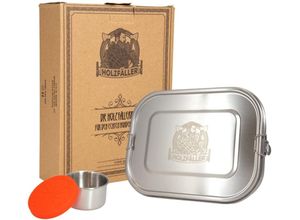 Holzfällerbox Brotdose mit extra Silikonring und Saucenbehälter 1400ml Lunchbox - Camping Wandern Snackbox