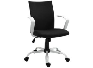 HOMCOM Bürostuhl Schreibtischstuhl Netzrückenstütze mit Wippenfunktion Kopflehne Home-Office-Stuhl höhenverstellbarer ergonomisch 360°-Drehräder Schaumstoff Nylon Schwarz 61 x 61 x 89-99 cm