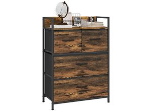 HOMCOM Kommode, Sideboard mit 4 Faltbaren Schubladen aus Stoff, Regal und Griff