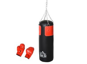 HOMCOM Box-Set Boxsack Hanging Boxing Heavy Bag mit Boxhandschuhe 16 KG