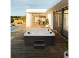 Home Deluxe Outdoor Whirlpool SUNSET - Mit Treppe und Thermoabdeckung