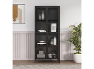 Vitrinenschrank Säkylä - 180x80x35cm - Schwarz