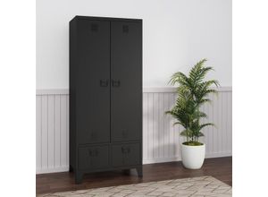 Kleiderschrank Hankasalmi - mit 2 Schubladen - 180x90x40cm - Schwarz