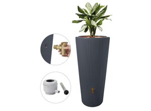 4rain VASO 2in1 DECOR Regenspeicher 220 Liter inkl. Anschlussset und Auslaufhahn graphite grey